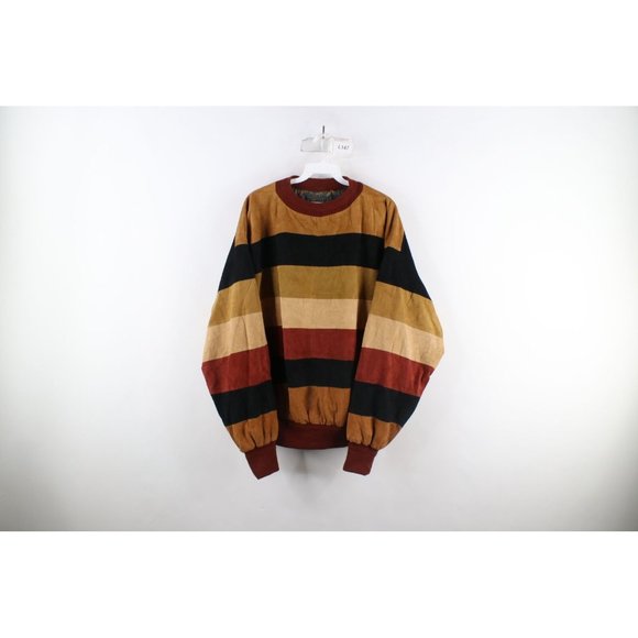 Vtg 90s Streetwear Mens Small Reversible Suede Leather Paisley Striped Jacket
